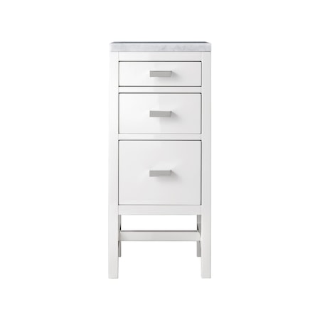 James Martin Vanities Addison 15in Base Cabinet, Glossy White w/ 3 CM Carrara Marble Top E444-BC15-GW-3CAR